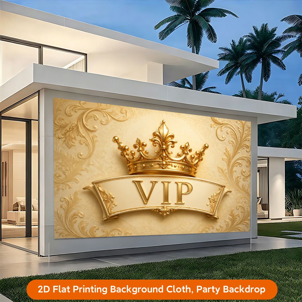 2D Flat VIP Badge Golden Design Photography Backdrop